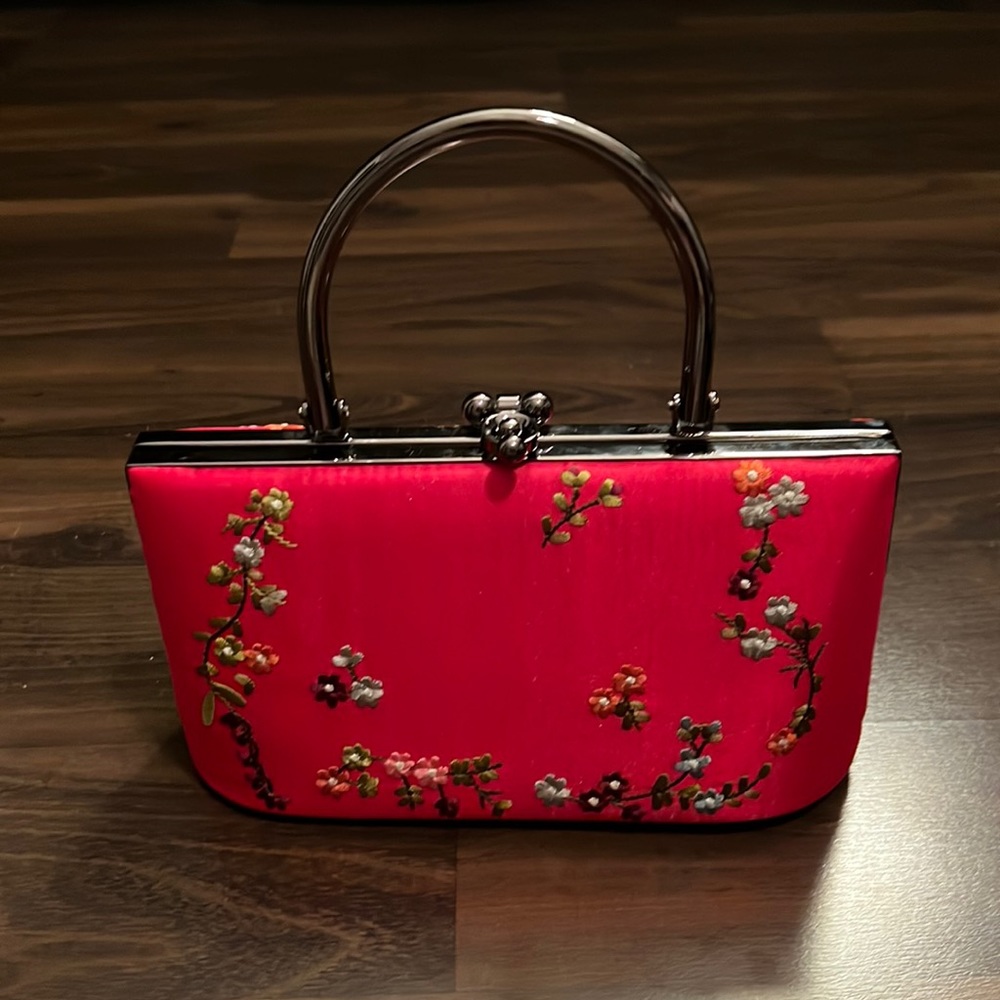 Valerie Stevens red embroidered vintage purse